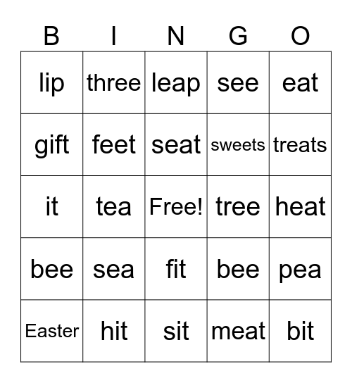 Phonics: The ea & ee Sound Bingo Card