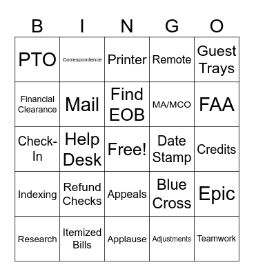 RCM Bingo Card