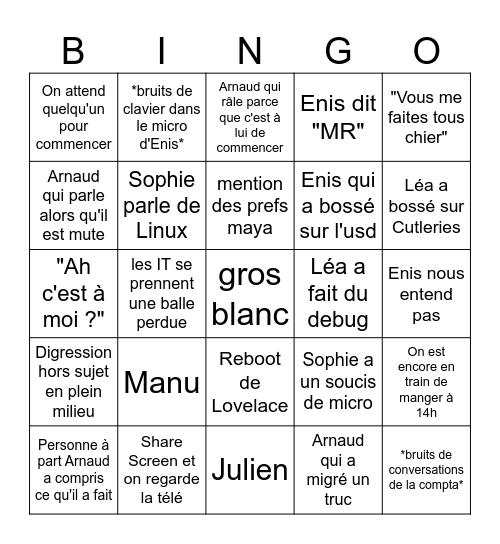 un Scrum réussi Bingo Card