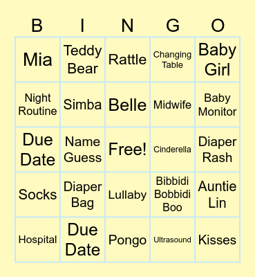 Baby Poole Bingo Card