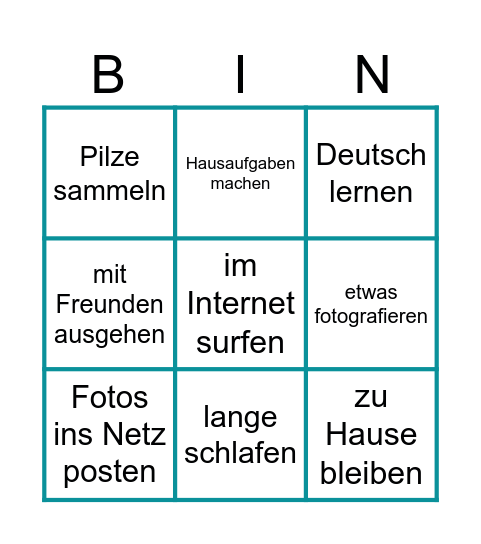 Wochenende-Bingo Card