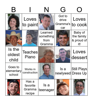 Grandma Cook's Bingo Card
