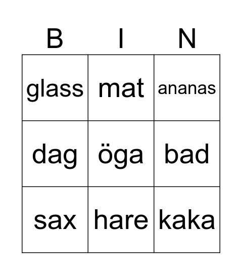 Aa-ord Bingo Card