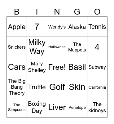 Monday Morning Trivia Bingo Card