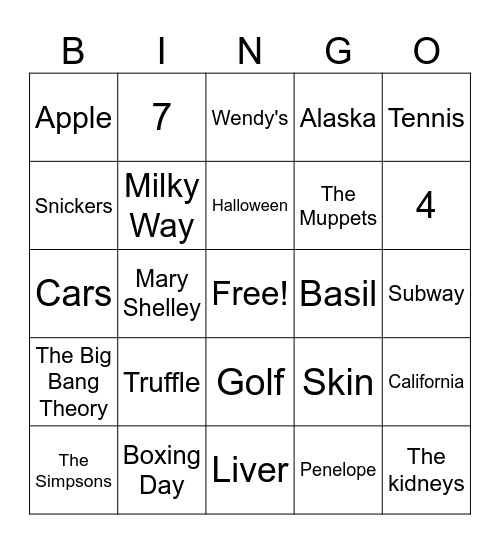 Monday Morning Trivia Bingo Card