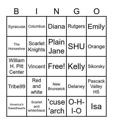 Mom's Weekend Bingo Card