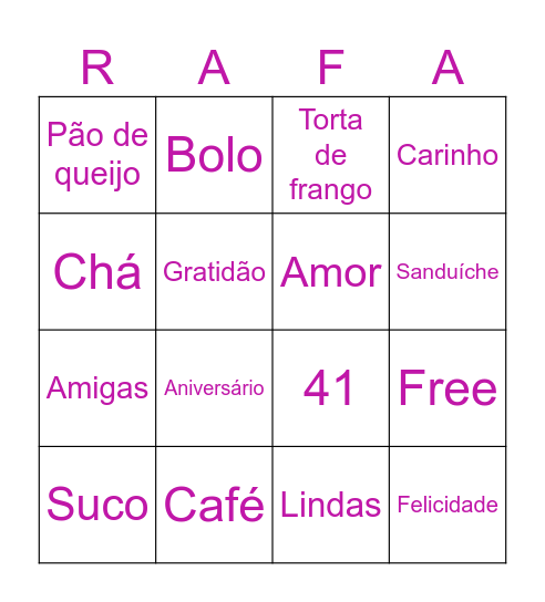 AniverCHÁrio da Bingo Card