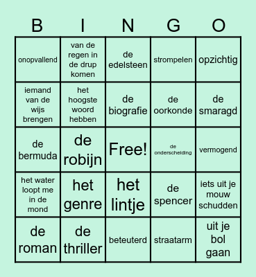 Woordenschat bingoooo Bingo Card