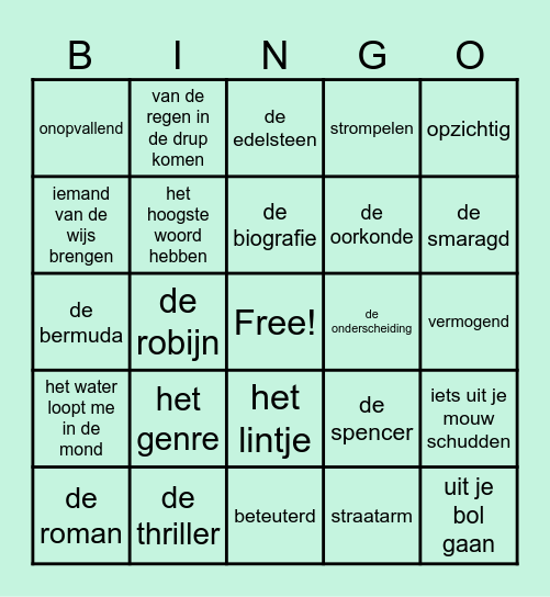 Woordenschat bingoooo Bingo Card