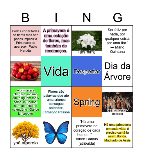 PRIMAVERA Bingo Card