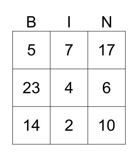 BINGO! Bingo Card