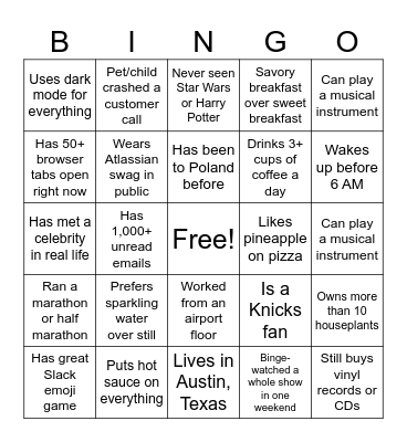 CSM Bingo Card