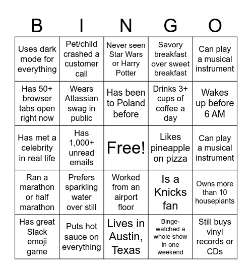 CSM Bingo Card