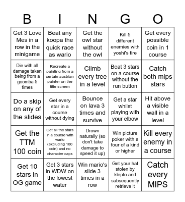 SM64 DS bingo Card