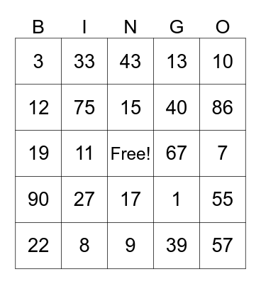 Bingo Card