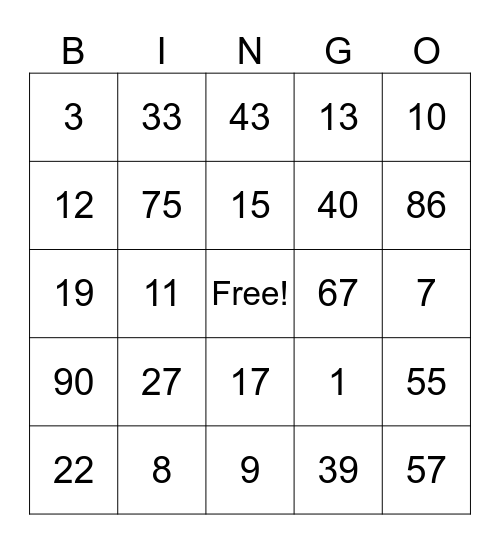 Bingo Card