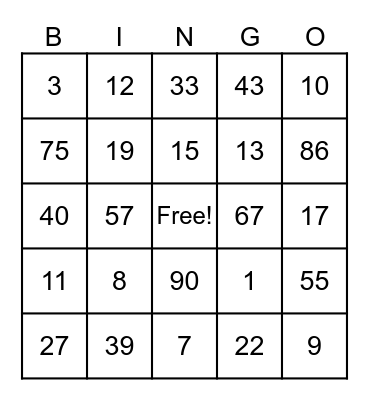 Bingo Card