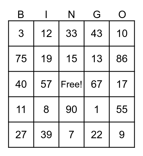 Bingo Card