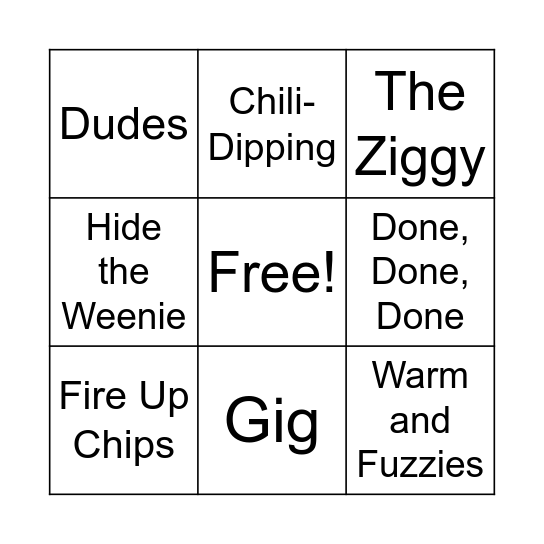 Jim Bingo Card