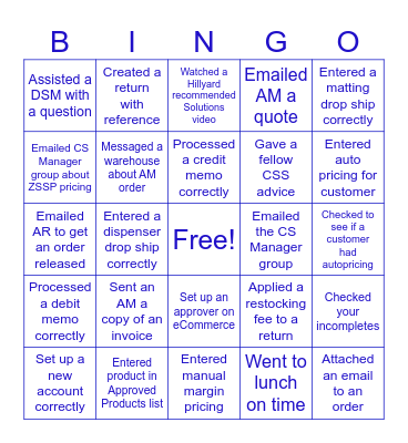 National Customer Service CSS Bingo Card