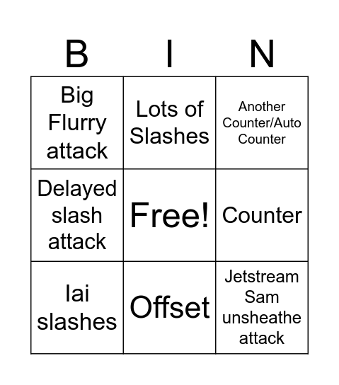 Longsword Bingo! Bingo Card