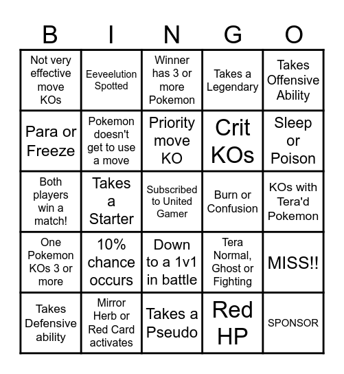 Then we fight bingo UG More Every Round! Bingo Card