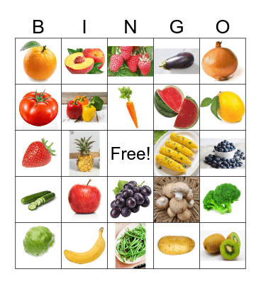 Food BINGO Card