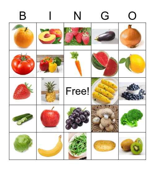 Food BINGO Card