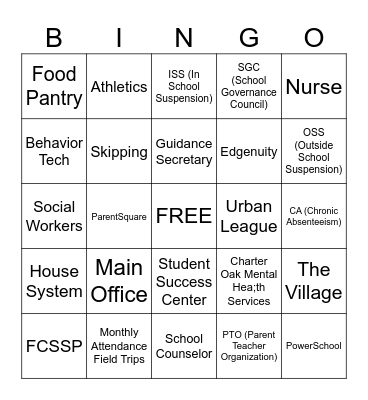 Weaver Open House Bingo Card