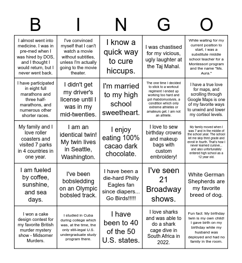 CLDC Icebreaker Bingo Card