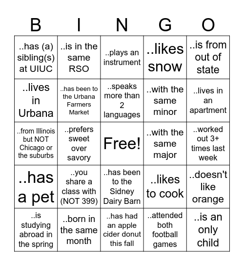 LAS 399 C Bingo Card