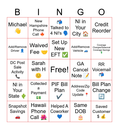 Truett BINGO Card