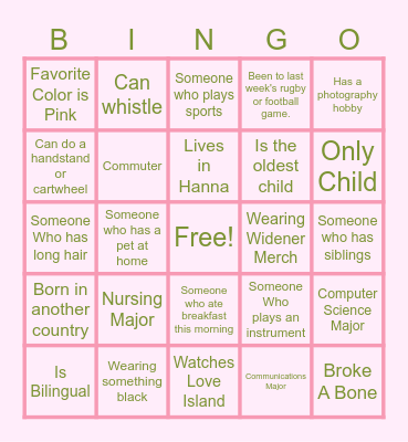 Human Bingo Card