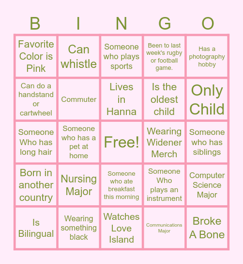 Human Bingo Card