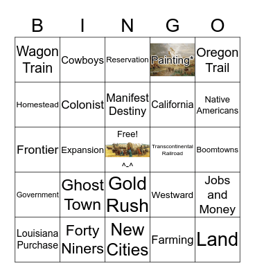 Westward Expansion Bingo Card