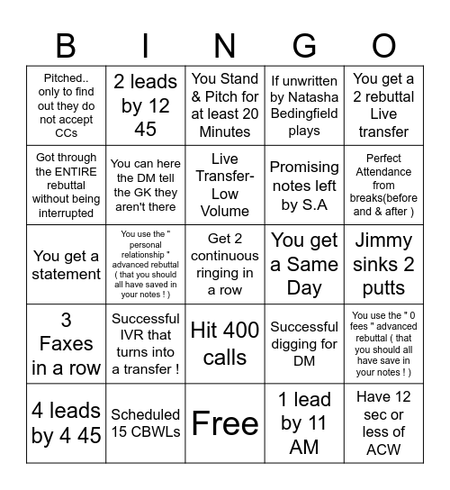 Lead Gen Bingo Card