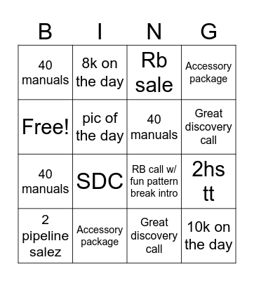 FINAL COUNTDOWN Bingo Card