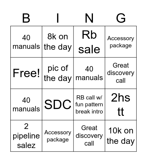 FINAL COUNTDOWN Bingo Card