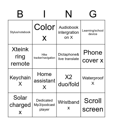 Xteink future Bingo Card