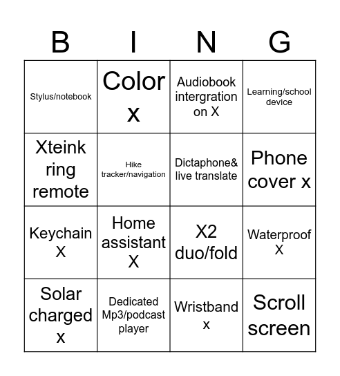 Xteink future Bingo Card