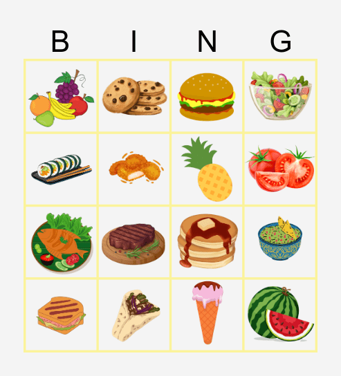 FOOD BINGO Card