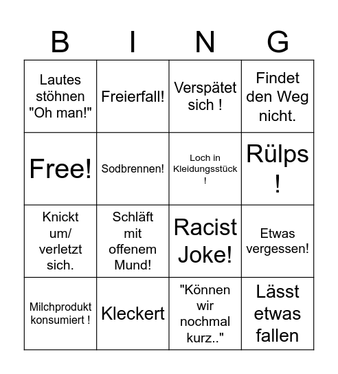 Timbo - Bingo Card