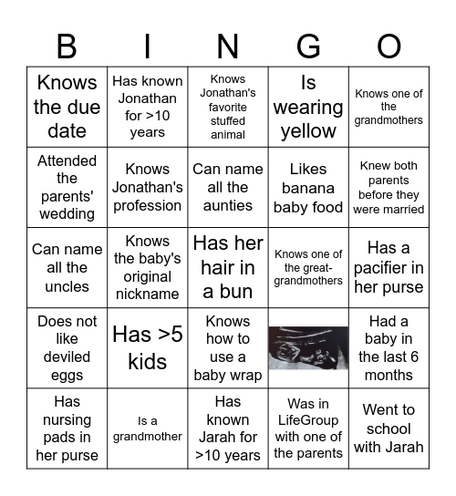 Find A Guest Who: Bingo Card