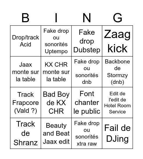 JAAX b2b KX CHR Impact 2026 predictions Bingo Card