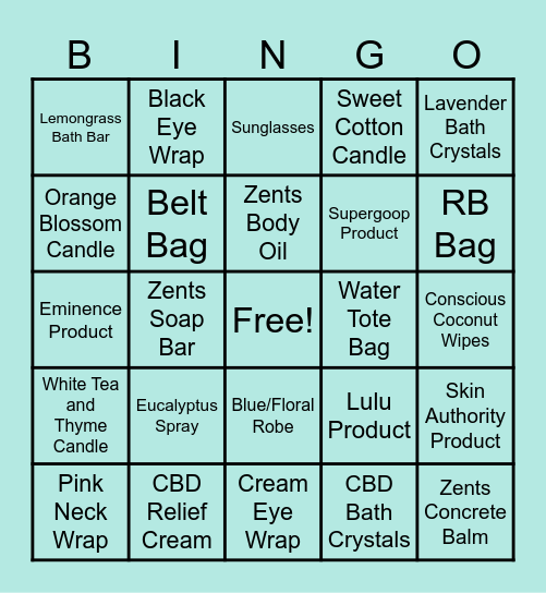 Spa Concierge Retail Bingo Card