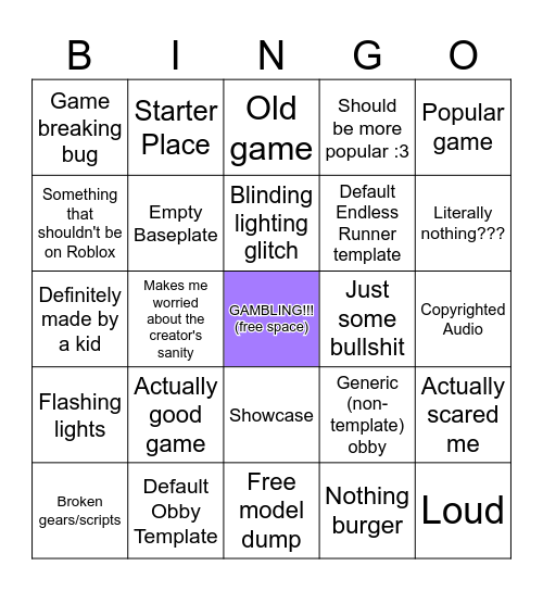 PLACE ROULETTE BINGO!!!! Bingo Card