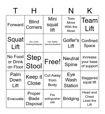 SAFETY WEEK Bingo Card