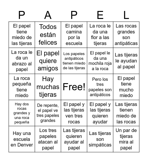 Roca, Papel, Tijeras Bingo Card