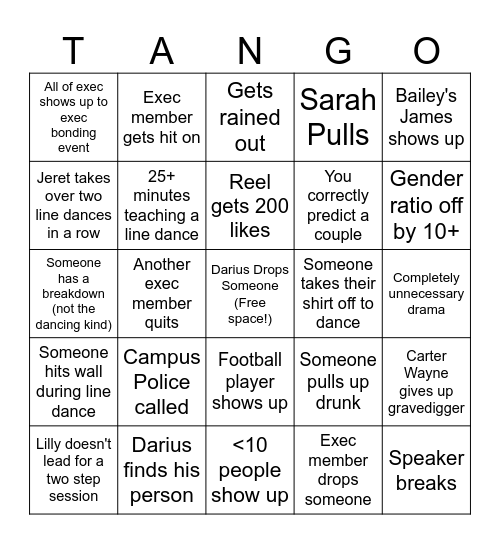 Two Step Exec Bingo Card