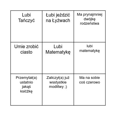 BINGO, Wypełnij WSZYSTKIE 9 pól Bingo Card